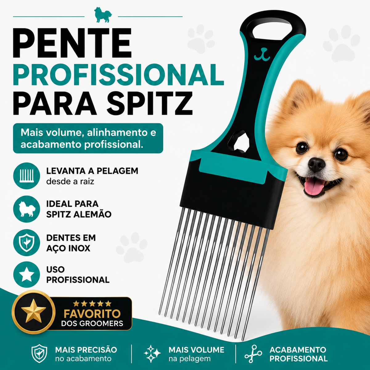 Pente Profissional para Topete e Volume de Spitz