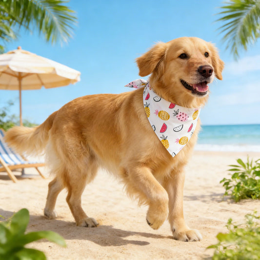 Bandana de Verão com Estampa de Melancia, Lenço Triangular Ajustável e Fofo para Cães e Gatos, Babador Respirável para Cães Pequenos, Médios e Grandes