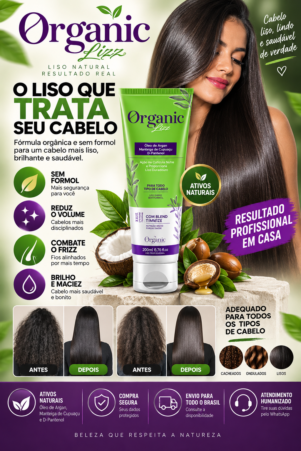 Organic Lizz — Alinhamento Capilar Sem Formol