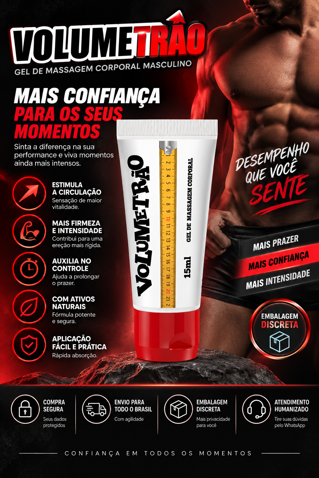 Volumetrão — Gel de Massagem Corporal Masculino