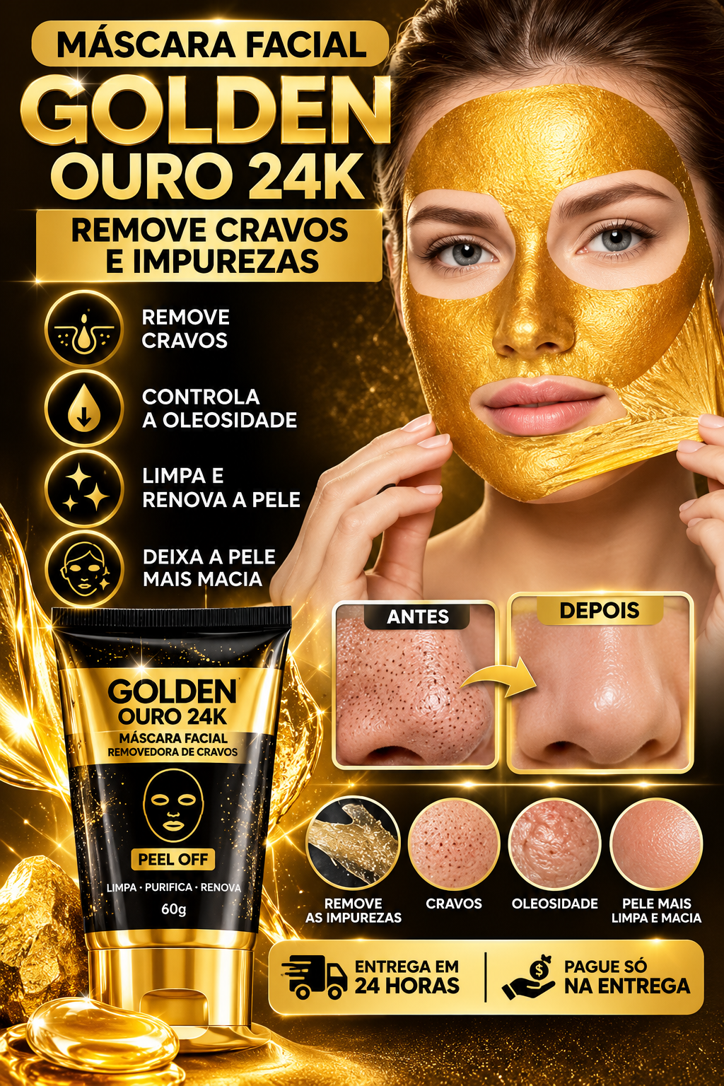 Máscara Facial Golden Ouro 24K ✨