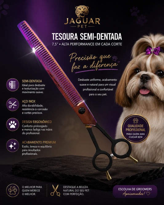 Tesoura Jaguar Pet Semi-dentada 7,5''