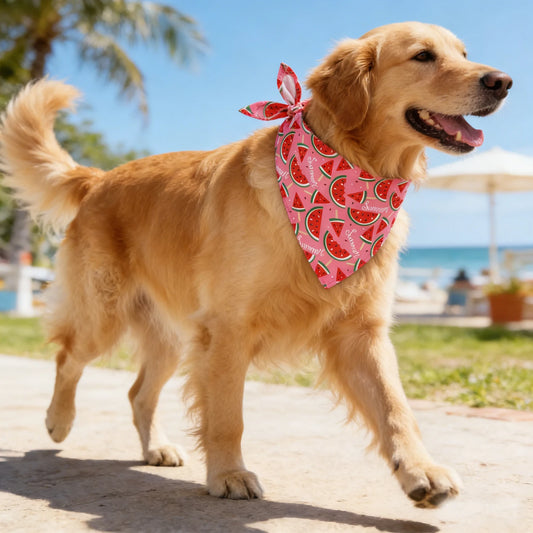 Bandana de Verão com Estampa de Melancia, Lenço Triangular Ajustável e Fofo para Cães e Gatos, Babador Respirável para Cães Pequenos, Médios e Grandes