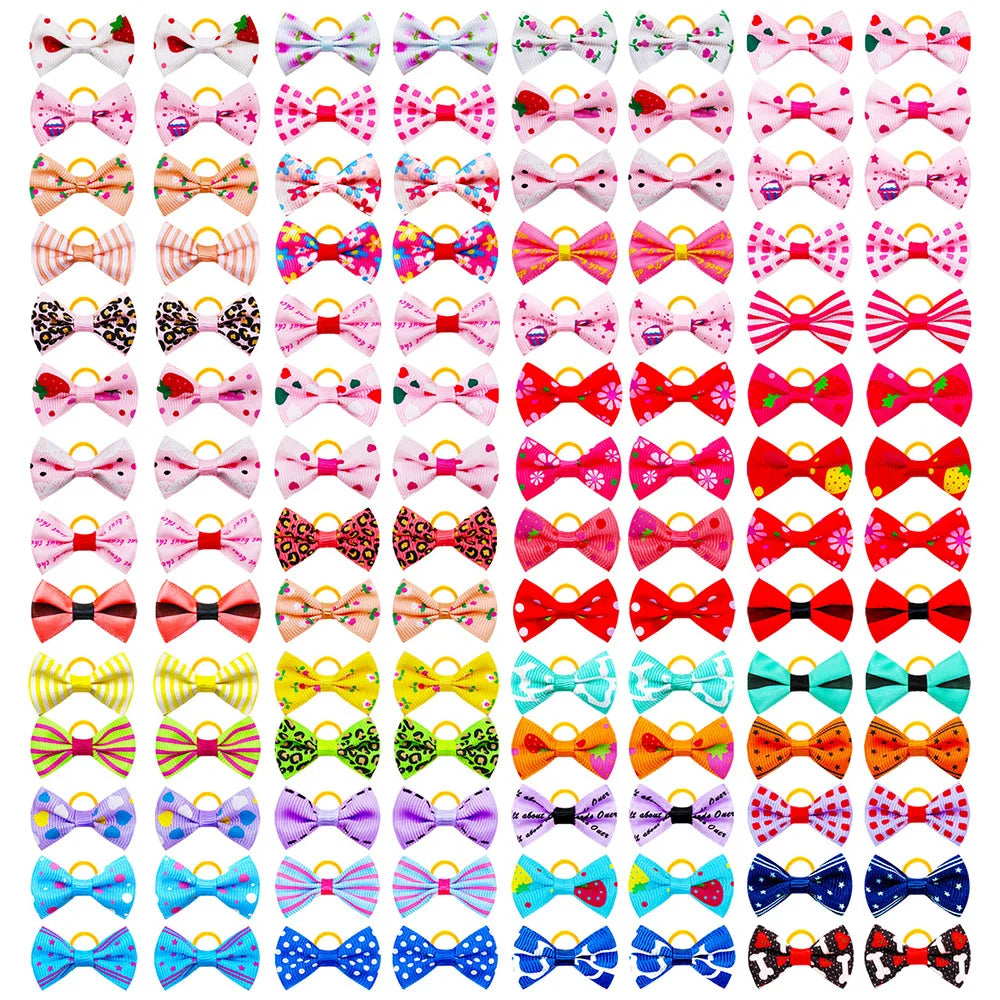 Arco para cachorro 200 peças, acessórios para cabelo, laço fofo para cachorro, feito à mão, removível com faixa de borracha para cães e gatos, atacado de suprimentos para animais de estimação