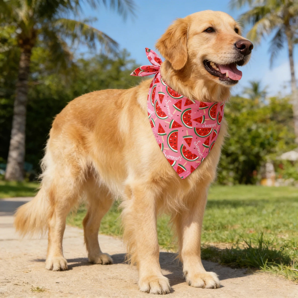 Bandana de Verão com Estampa de Melancia, Lenço Triangular Ajustável e Fofo para Cães e Gatos, Babador Respirável para Cães Pequenos, Médios e Grandes