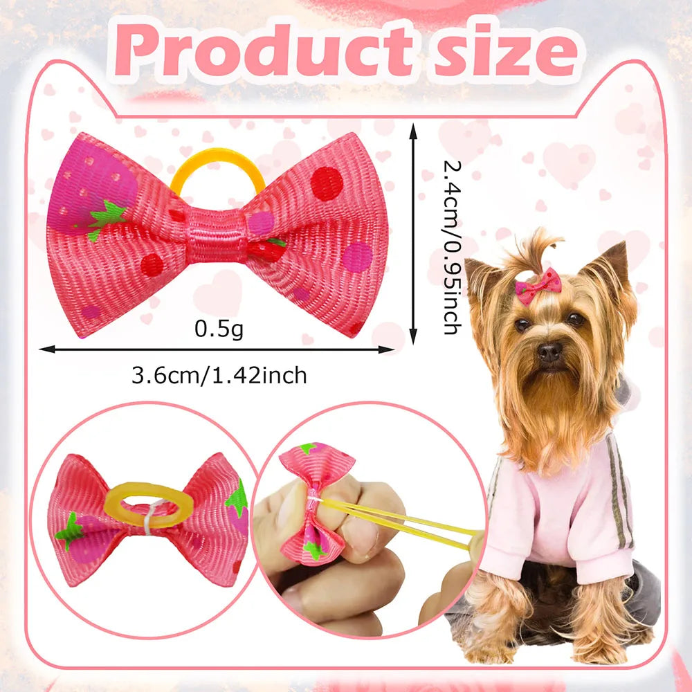 Arco para cachorro 200 peças, acessórios para cabelo, laço fofo para cachorro, feito à mão, removível com faixa de borracha para cães e gatos, atacado de suprimentos para animais de estimação
