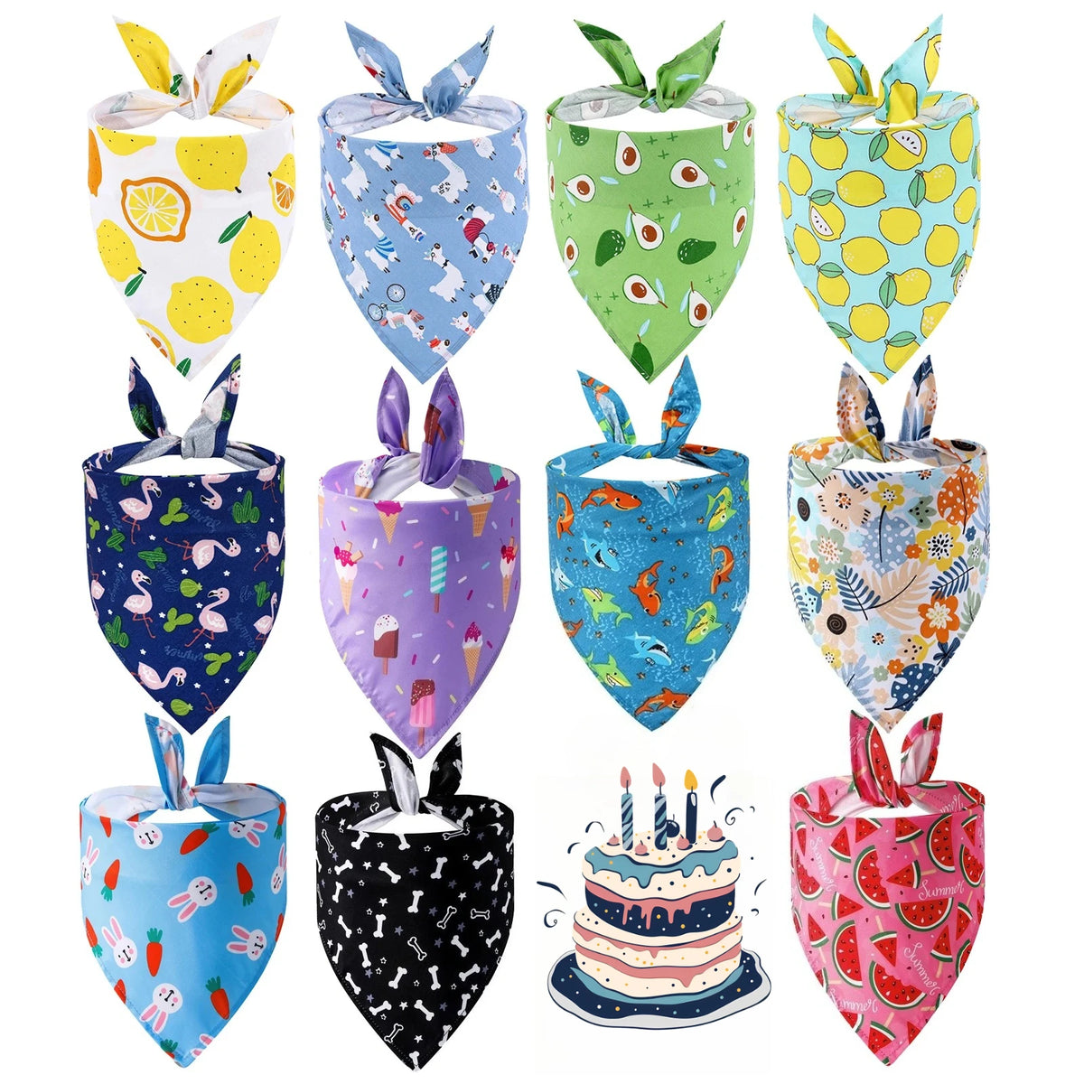 Bandana de Verão com Estampa de Melancia, Lenço Triangular Ajustável e Fofo para Cães e Gatos, Babador Respirável para Cães Pequenos, Médios e Grandes