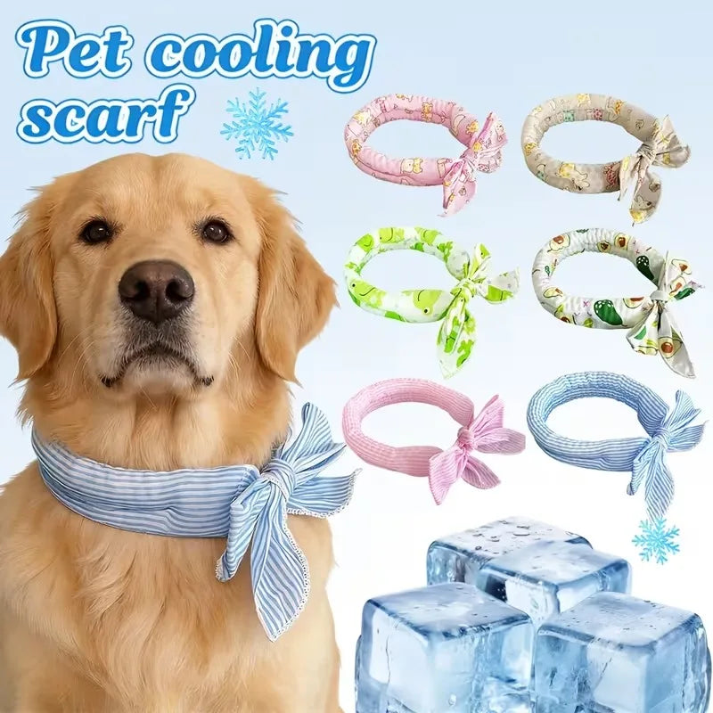 Coleira Refrescante para Pets: Lenço de Gelo Respirável para Cães e Gatos, Coleira Ajustável para Gatos, Acessório para Animais de Estimação