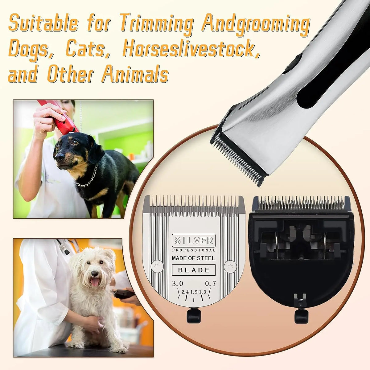 5 em 1 lâminas de substituição destacáveis profissionais para wahl animal bravura. Chromado, criativo, figura cortador de cães para aliciamento