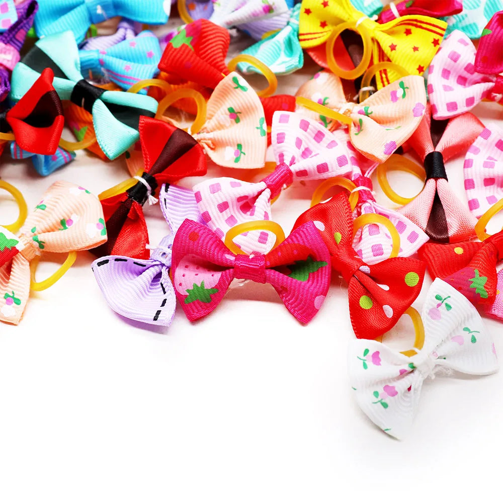 Arco para cachorro 200 peças, acessórios para cabelo, laço fofo para cachorro, feito à mão, removível com faixa de borracha para cães e gatos, atacado de suprimentos para animais de estimação