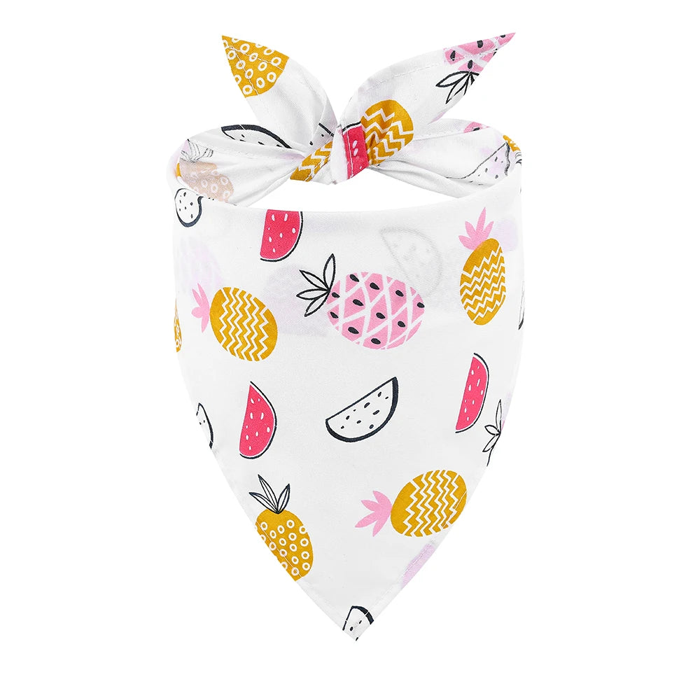 Bandana de Verão com Estampa de Melancia, Lenço Triangular Ajustável e Fofo para Cães e Gatos, Babador Respirável para Cães Pequenos, Médios e Grandes