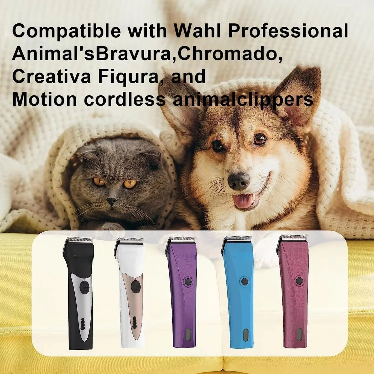 Lâmina ajustável profissional 5 em 1 para animais de estimação, para cortador de animais wahl arco, bravura, cromoado, criativo, figura, movimento